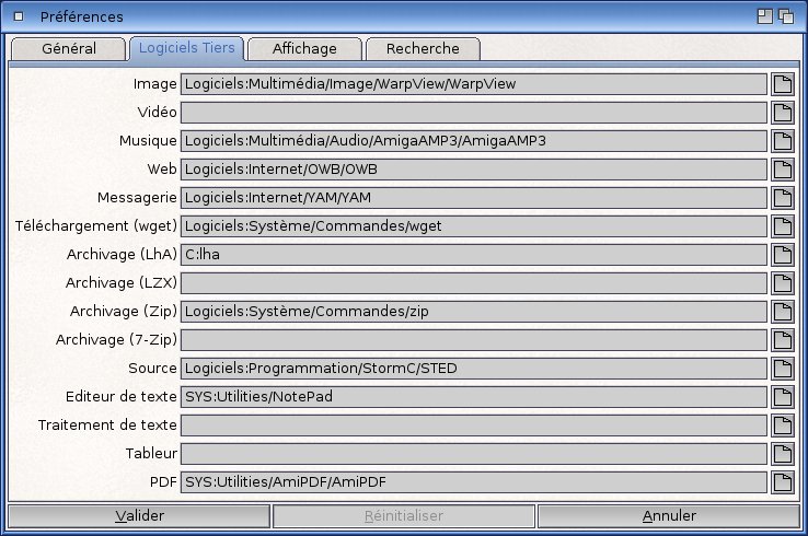Prfrences de Dir Me Up, onglet 'Logiciels Tiers'