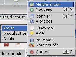 Option de menu pour mettre  jour